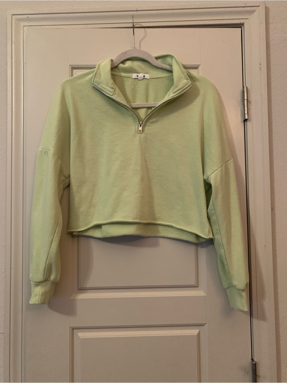 Garage Lime Green Half-Zip Cropped Sweatshirt - Women Size Small
